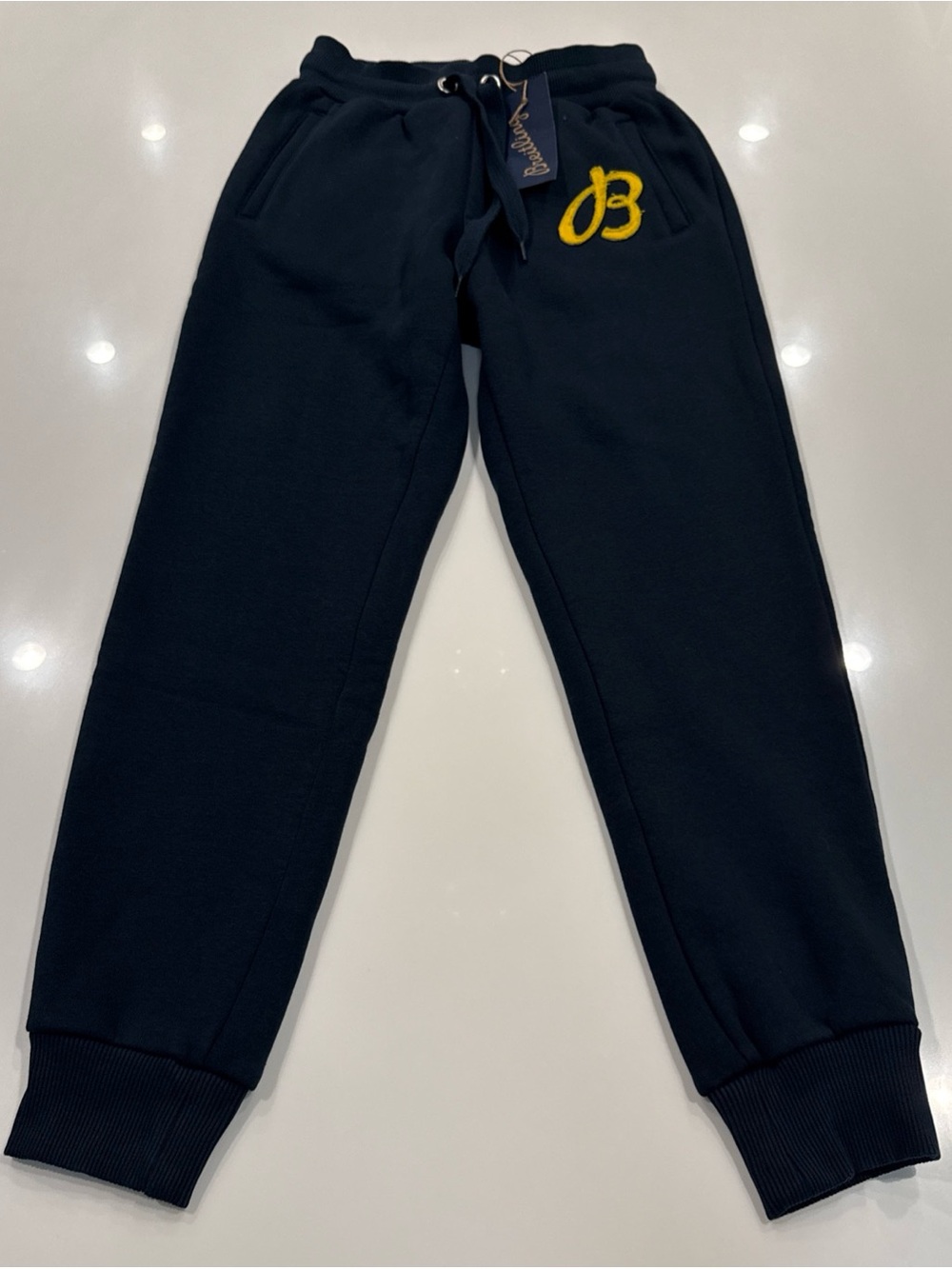 Breitling Black Jogger Sweatpants with Yellow 'B' Embroidery